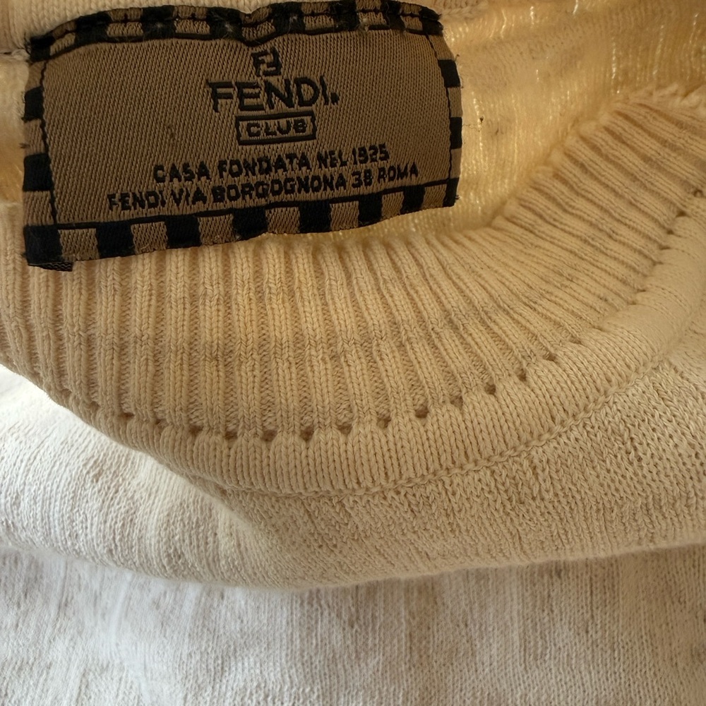 Vintage Fendi Zucca Print FF Logo Cream Crew Neck Sweater - Picture 5 of 5